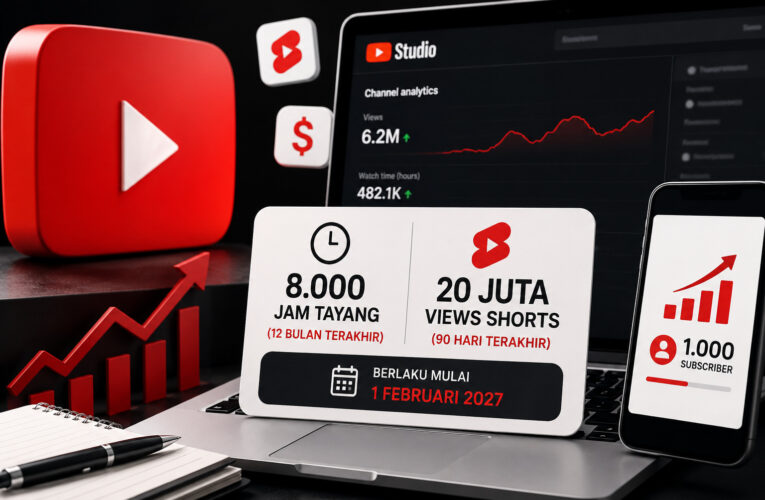 Monetisasi YouTube Makin Sulit! Syarat Baru Naik 2 Kali Lipat Mulai 2027